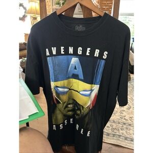 Marvel Avengers Assemble XL‎ Black T Shirt Age Of Ultron Iron Man Hulk America